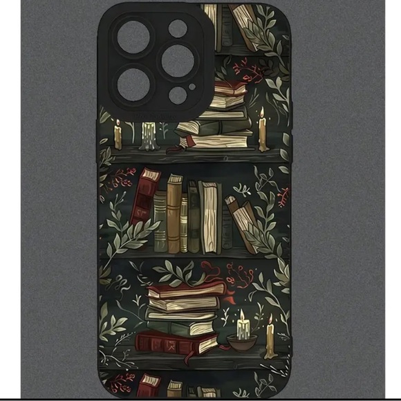 New, IPhone 14 Pro Max silicon cell phone case books greenery & candles - Picture 2 of 6